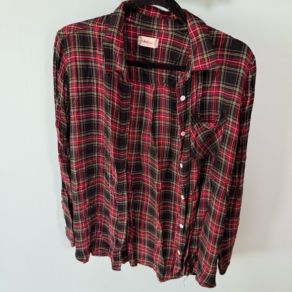 Altar’d State Red and Black Plaid Button-Up Shirt Size Medium Christmas - Picture 1 of 7